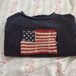 Navy Sweater with American Flag Patch